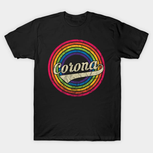 Corona - Retro Rainbow Faded-Style T-Shirt by MaydenArt